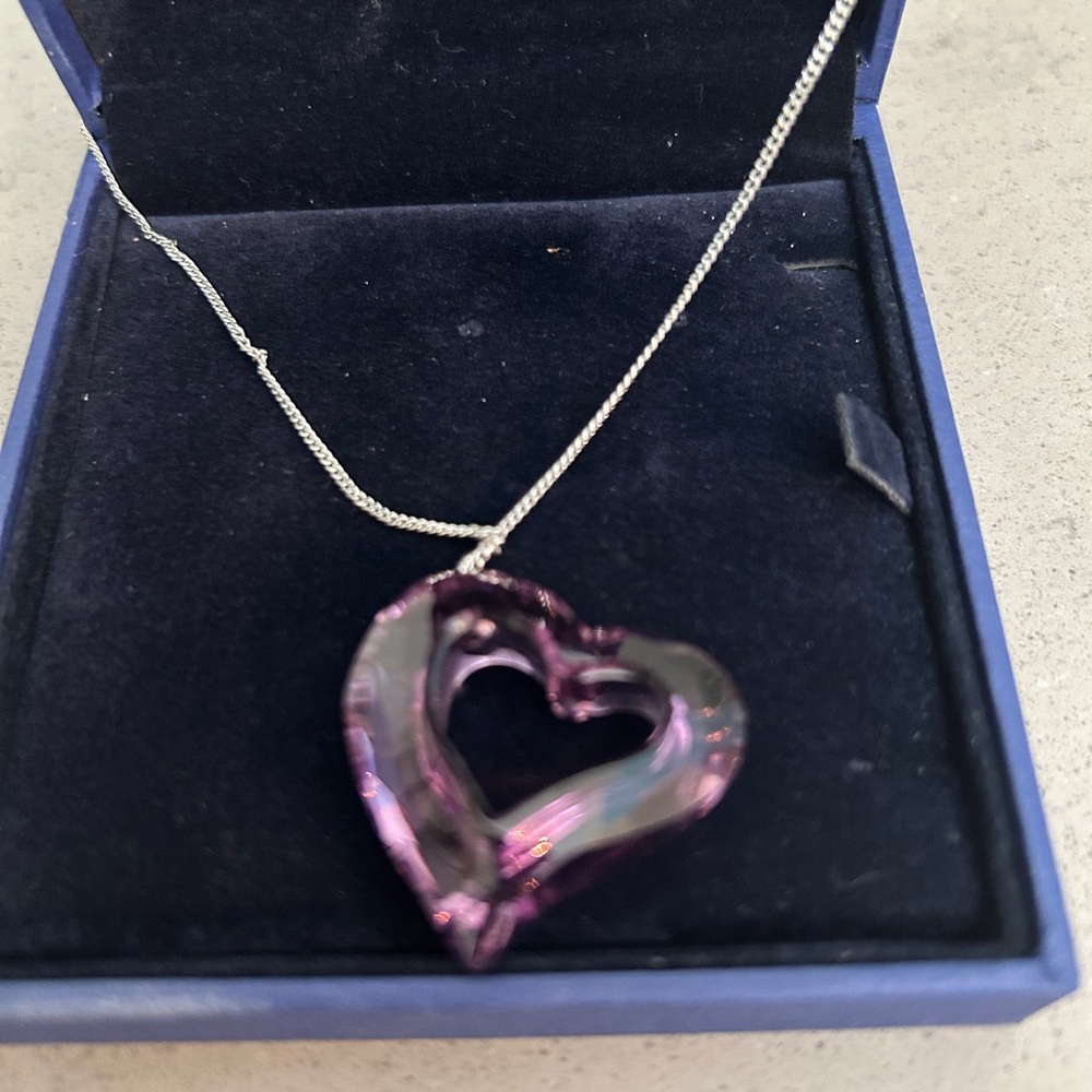 Swarovski 18” Crystal Purple Love Heart Necklace-PreOwned